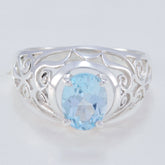 Nova Filigree Blue Solitaire Ring Elegant Design